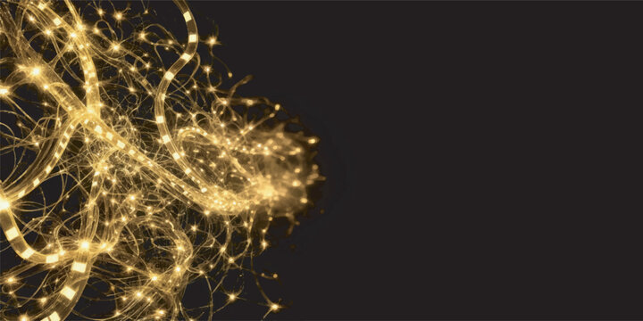 Golden Star Network with Glowing Connected Nodes Abstract Blockchain Technology Background