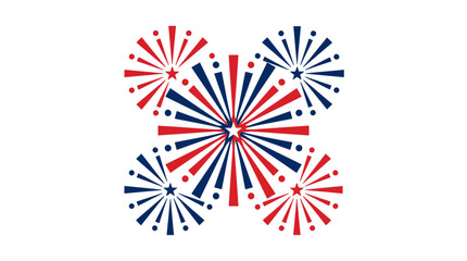 Obraz premium Red and Blue Abstract Fireworks Pattern Design Representing Patriotic Celebration and Festive Independence Day Symbols
