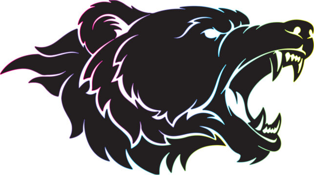 Aggressive Bear Head Mascot Logo Vector Illustration