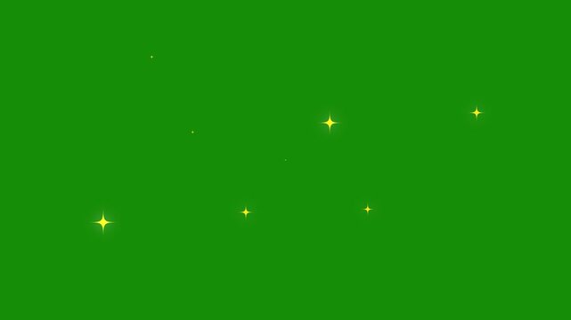 Glowing Twinkle Star Light Animation, White Cartoon Sparkles, Blinking Vector Doodle Stars, Seamless Looping 4K Motion Graphics, Black Background, Alpha Channel and Overlay Effects