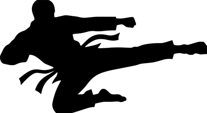 Abstract Black Silhouette of Dynamic Runner in Sprinting Motion Pose