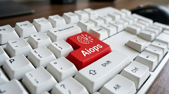 AIOps Keyboard Button &ndash; Artificial Intelligence for IT Operations, IT Automation and Enterprise Monitoring Concept