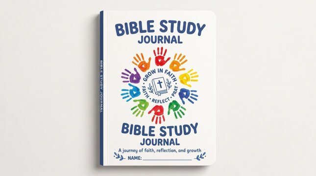 Bible study journal on white background