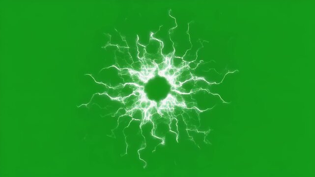 Abstract energy bursts expanding on a green screen background with black separation lines