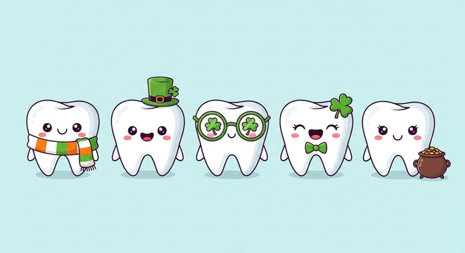 happy tooth with flowers