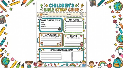Obraz premium Colorful children's reward chart template with cartoon illustrations