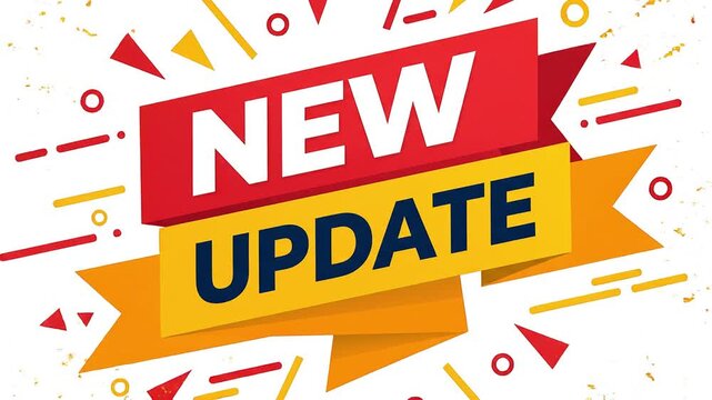 Red and yellow banner with new update text announcement notification 4k video