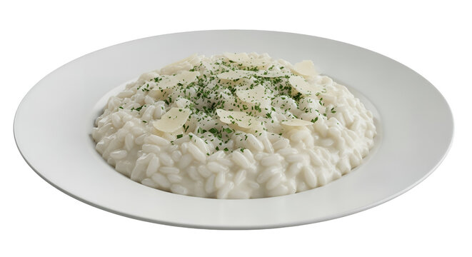 Creamy mushroom risotto isolated on transparent background