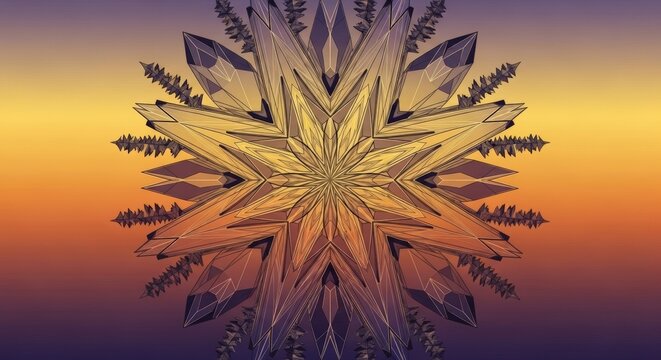 Geometric star mandala pattern with gradient background for design