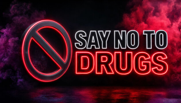 Say no to drugs campaign poster with red and white design
