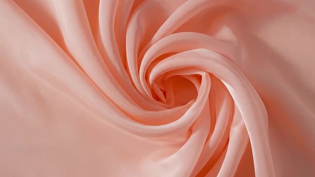 Elegant peach silk fabric swirled into a soft spiral pattern