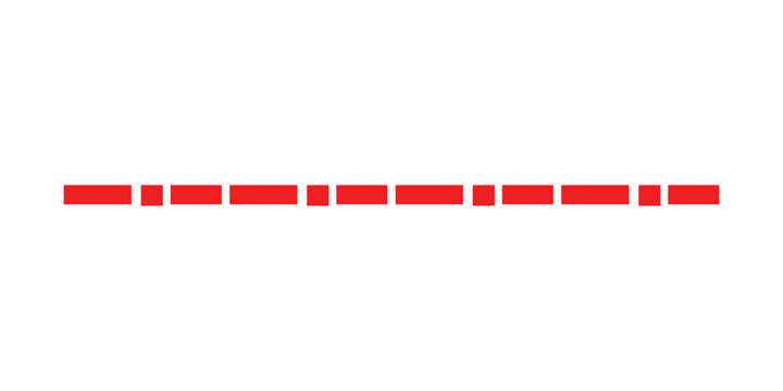 Red dashed line set for document separator or design border element isolated on transparent background flat style design.