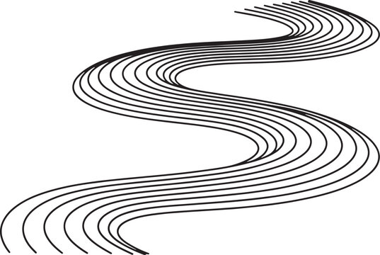 Wavy parallel lines forming a dynamic s-curve flowing pattern for modern motion composition