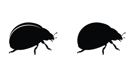 Two Ladybug Silhouettes Against A White Background Silhouette © Nurunnar
