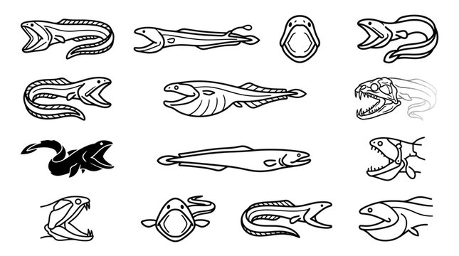 Fish icons in various styles.