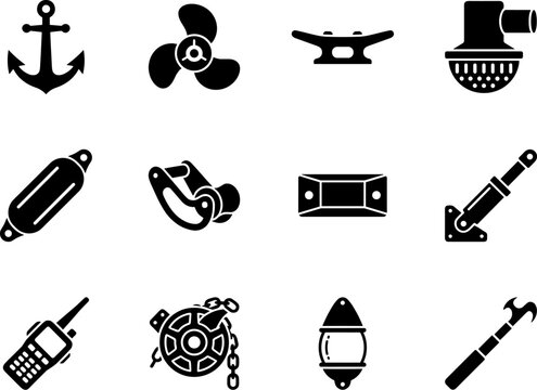 Marine / Boating Filled / Glyph Icons - Vector Icon Sheet Collection Editable Stroke