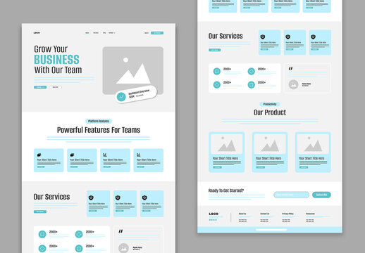 Modern SaaS Landing Page Wireframe Template