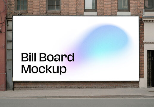 Urban Street Billboard Mockup on Brick Wall for Outdoor Advertising and Branding Presentation
