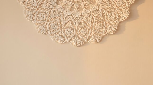 Elegant Elegant lace doily on a neutral wall Commercial stock content with high detail versatile creative asset for branding marketing advertising digital publishing premium visual resource