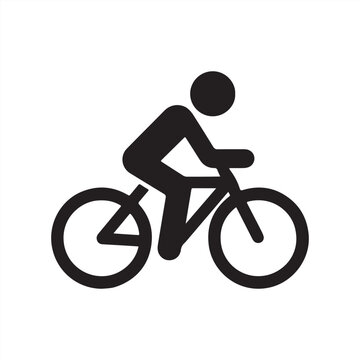 Silhouette cyclist icon simple pictogram riding bicycle vector illustration