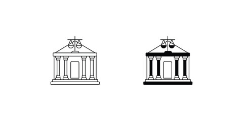 Fototapeta premium Courthouse set icon with white background vector stock illustration