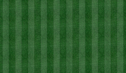 Green Grass Soccer Pitch Texture with Vertical Stripes, Football Field Lawn Background © Noy