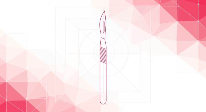 Surgical Scalpel Design Depicted In A Geometric Abstract Illustration Featuring A Pink Background
