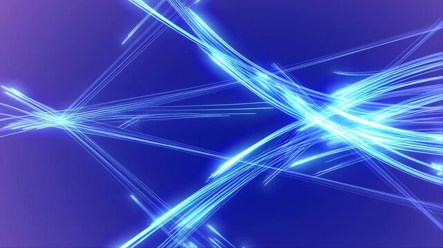 Energy Data Stream Splitting Into Multiple Glowing Lines with a Futuristic Digital Effect Featuring Technology, Abstract, Light with Blue and Purple