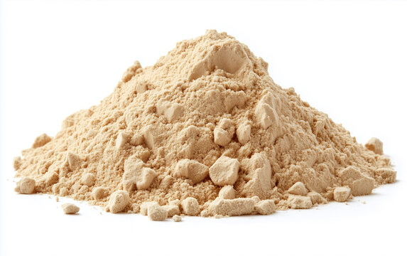 heap of maca powder isolated on white