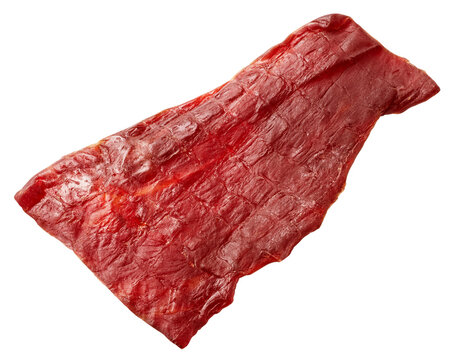 Beef Jerky, dried meat isolated, full depth of field