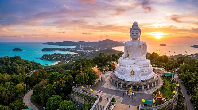buddha statue at sunset