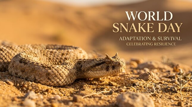 World snake day concept with desert viper in sandy habitat wildlife predator