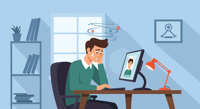 Stressed White-Collar Worker Experiencing Mental Overload While Working In His Office