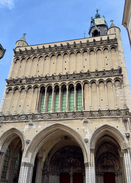 West Facade of Notre Dame of Dijon, France on Slight Diagonal