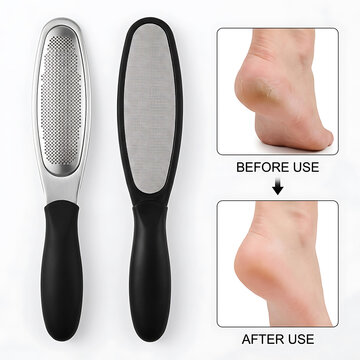 Foot file and callus remover before and after use
