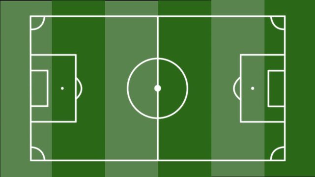 Animated soccer pitch Association Football grass field with drawn line markings [4K]