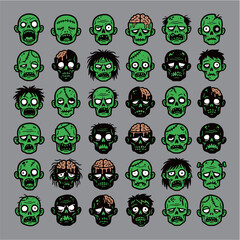 Obraz premium Zombie Heads Elements Collection
