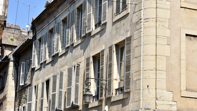 Traditional Apartment Building Facade in Haussmannian Style, Dijon, France