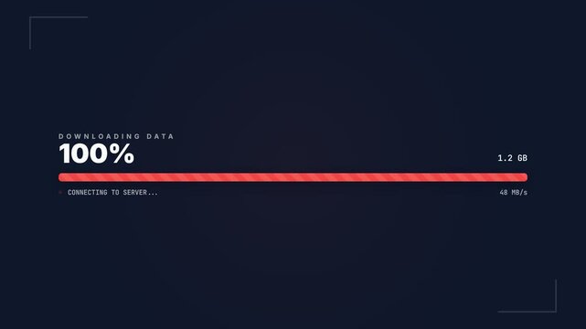Animated progress bar with percentages.