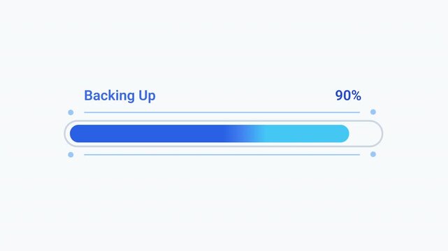 Modern flat vector animation of a rounded backing up progress bar with percentage indicator and loading status. Ideal for backup, cloud storage, software, web applications, and technology projects.