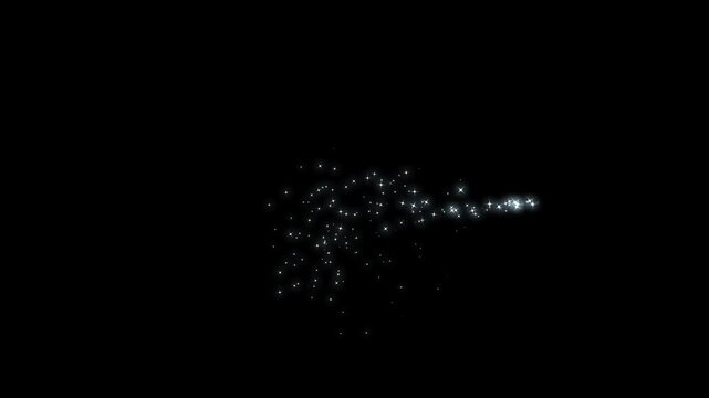 Elegant white glitter star trail and sparkle circle effect with shimmering fairy dust, flowing glowing particles, White glowing fairy doodle star sparkle, magical glitter dust trail on black screen.4k