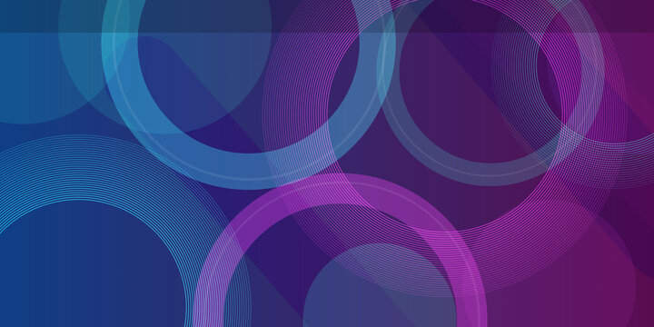 Abstract background featuring intersecting circles with thin line patterns in vibrant shades of deep blue and magenta gradients.