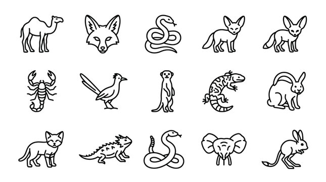 Collection of various wild animal icons.