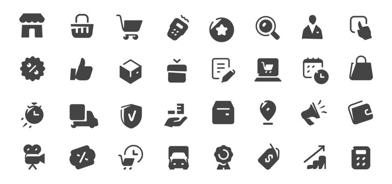 Shopping and e-commerce icons set vector illustration