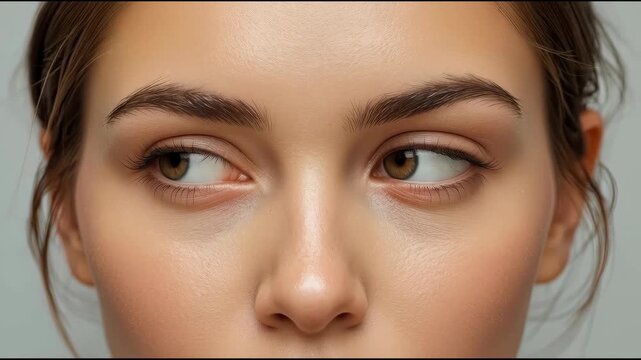 Closed eye close up face skin eyebrow eyelid soft natural skin texture serene calm hazel young