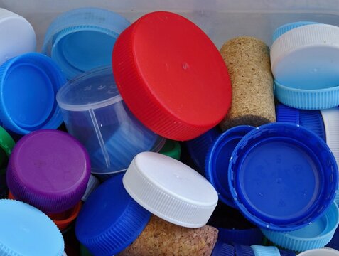 Plastic bottle caps and corks for recycling