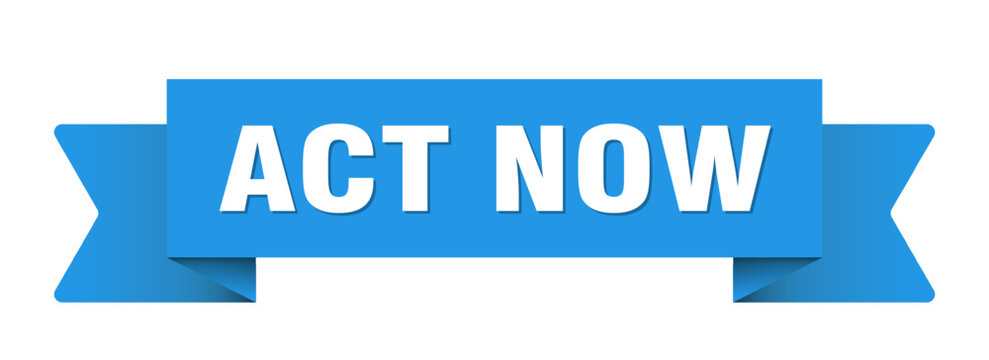 act now ribbon isolated on transparent background. act now ribbon