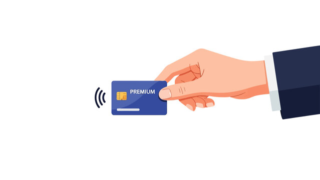 Premium Contactless Credit Card Hand Payment Illustration