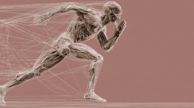 Abstract Wireframe Human Runner in Motion