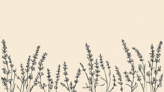 Minimalist Lavender Plant Outline Sketch